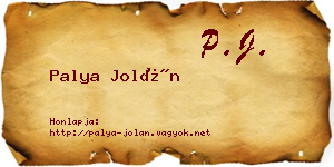 Palya Jolán névjegykártya